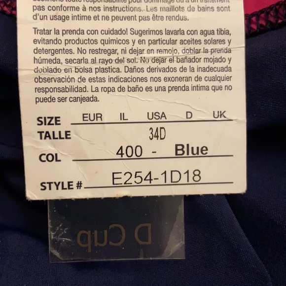 NEW! PROFILE GOTTEX Navy Pink Ruffle Tankini Top - Picture 12 of 17